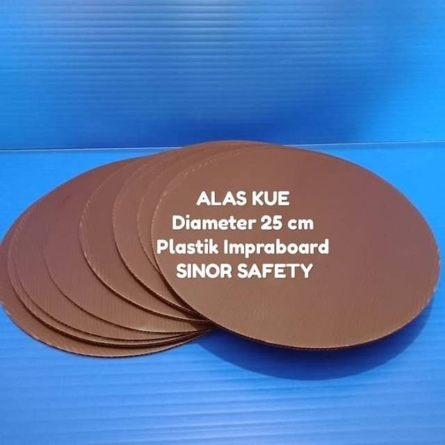 Alas Kue Bulat Diameter 25 Cm x 3mm Coklat Tebal Tatakan Plastik Impra