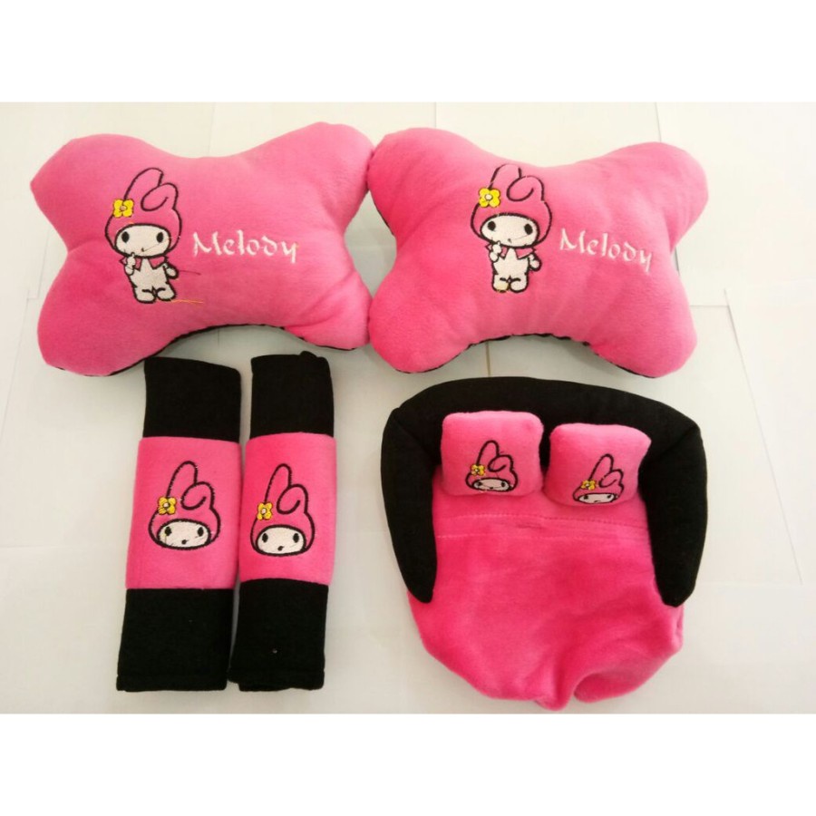 Bantal Mobil / Bantal Leher mobil 3in1 Melody (pink) Aksesoris Mobil