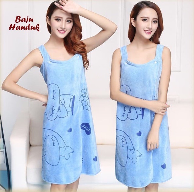 Baju handuk dress motif ( handuk yang bisa dipakai seperti dress)