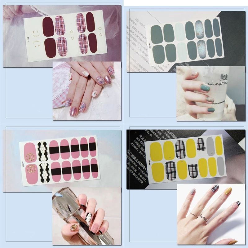 4Pcs / Set Stiker Kuku 3D Nail Sticker Motif Nail Sticker Cat kuku Nail Stickers Stick Real Pict Afm