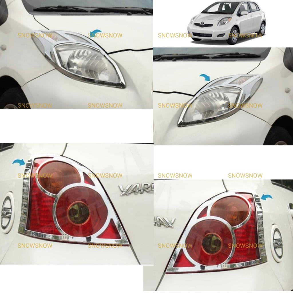 Paket Garnish Lampu Depan Belakang Yaris Lama 2005 2008 2010 2013 Hitam Chrome