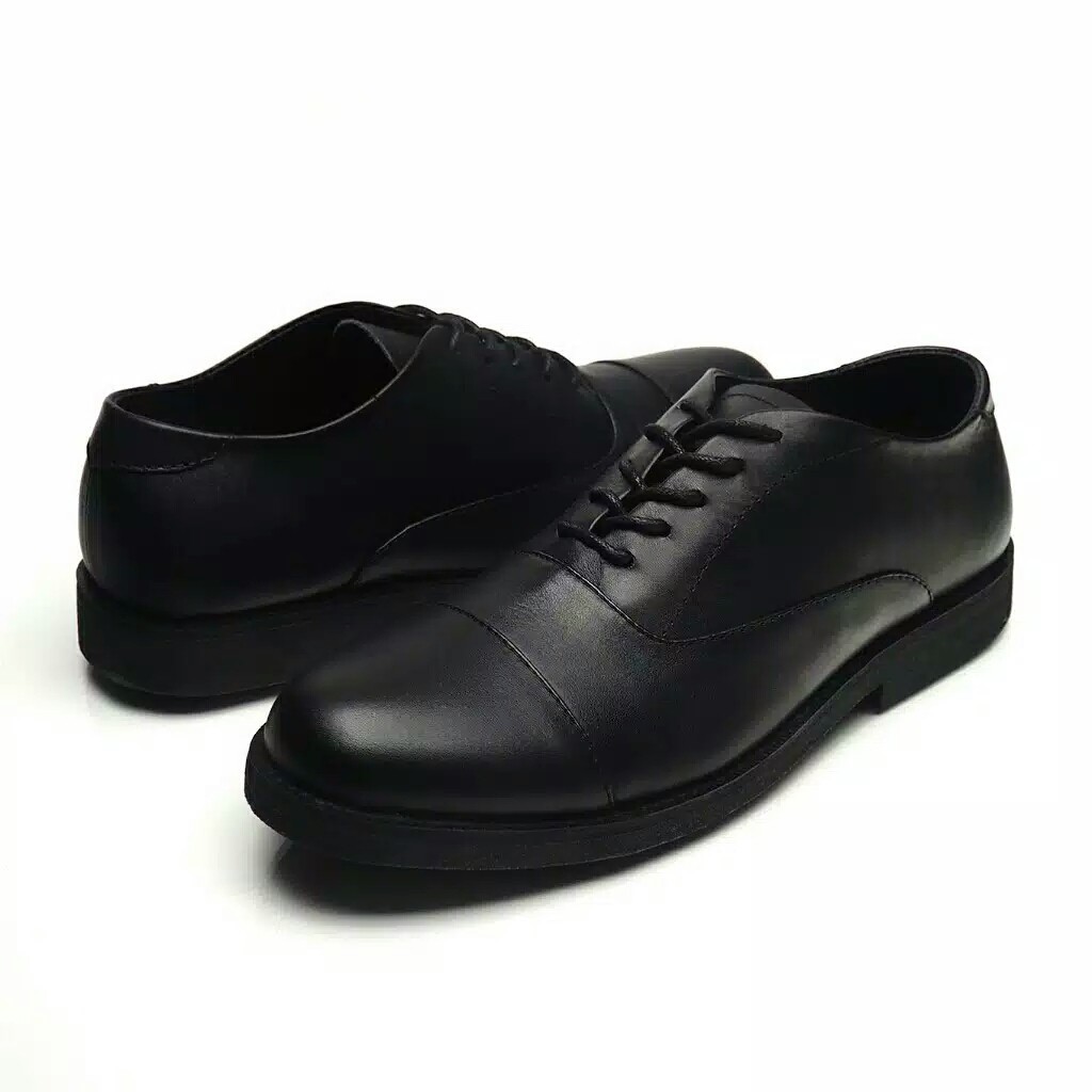 OXFORD FULL BLACK - Pantofel Pria Kulit Asli Formal Kasual Sepatu Pantofel Kerja Hitam - Pantopel