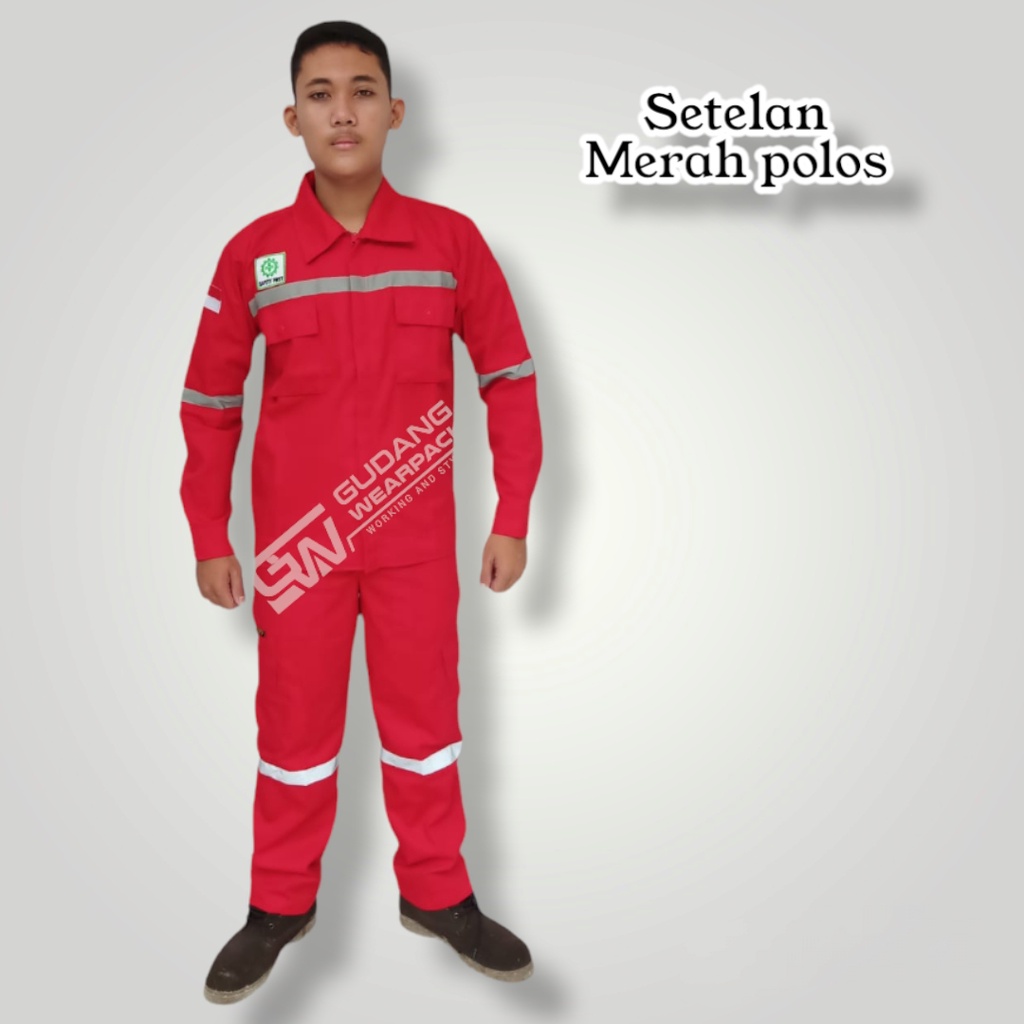 SETELAN Wearpack MERAH POLOS (setelan standar)