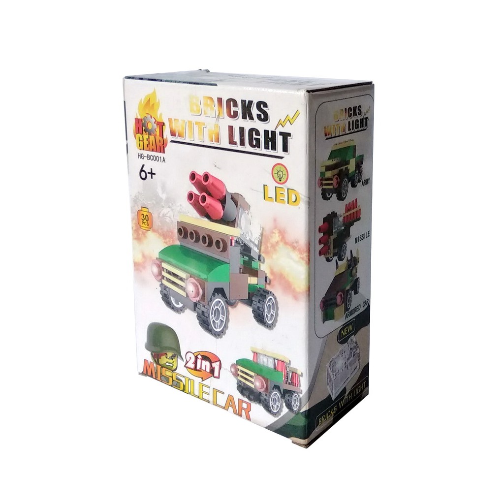 Hotgear Army Vehicle Bricks with Light Mainan Building Blocks