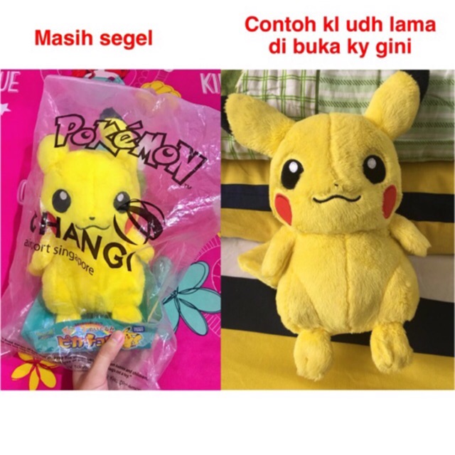 BONEKA POKEMON PIKACHU BERBULU IMPORT ORIGINAL TAKARA TOMY X CHANGI AIRPORT SINGAPORE
