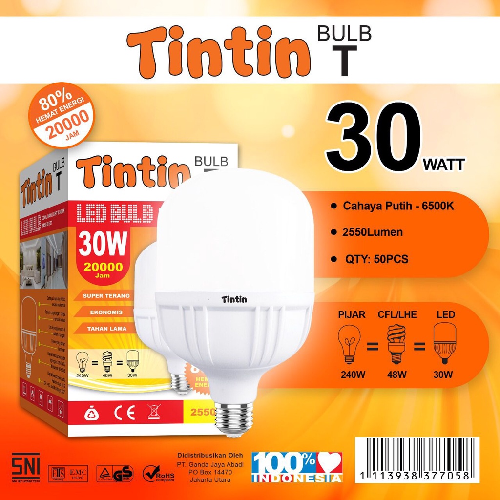 Lampu Led 30watt Murah / Lampu Led Capsule 30watt Murah Meriah Tintin