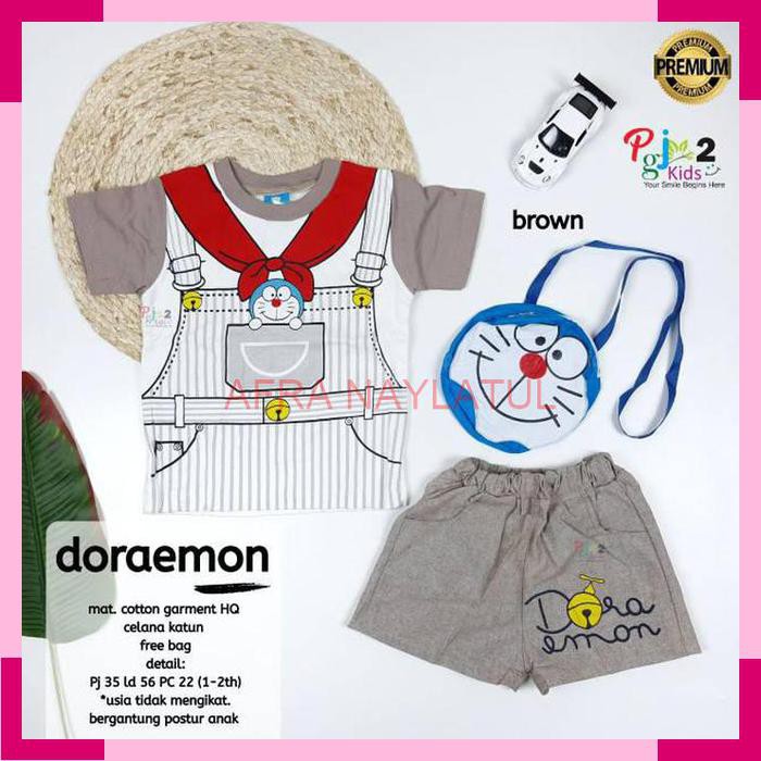 Doraemon Setelan Anak LakiLaki Motif Kartun Doraemon Bahan Katun Garment HQ by PGJ Kids