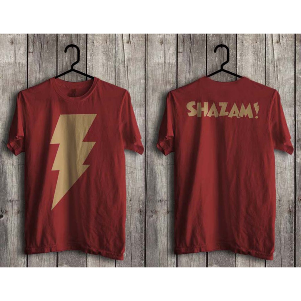 Kaos baju distro SHAZAM logo JUSTICE LEAGUE SUPERHERO DC COMIC maron S - XXL