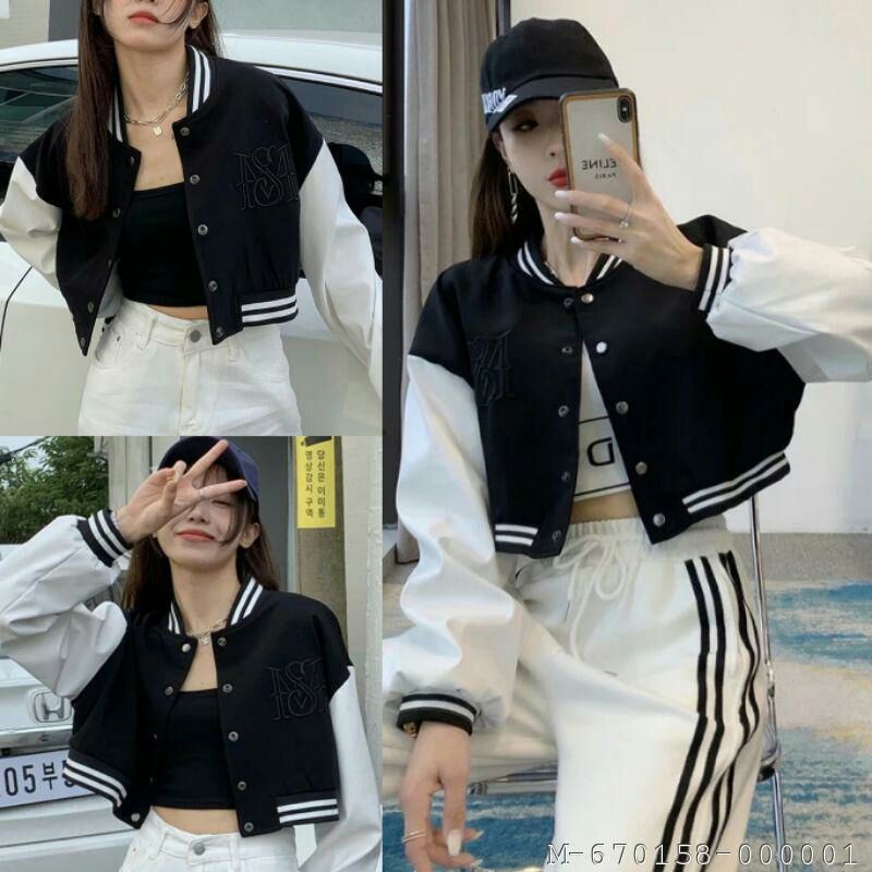 [VIRAL] JACKET WANITA BASEBALL CROP VIRAL