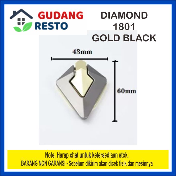 HANDLE LACI LEMARI PINTU KNOB KNOP TARIKAN PULL DIAMOND GOLD BLACK