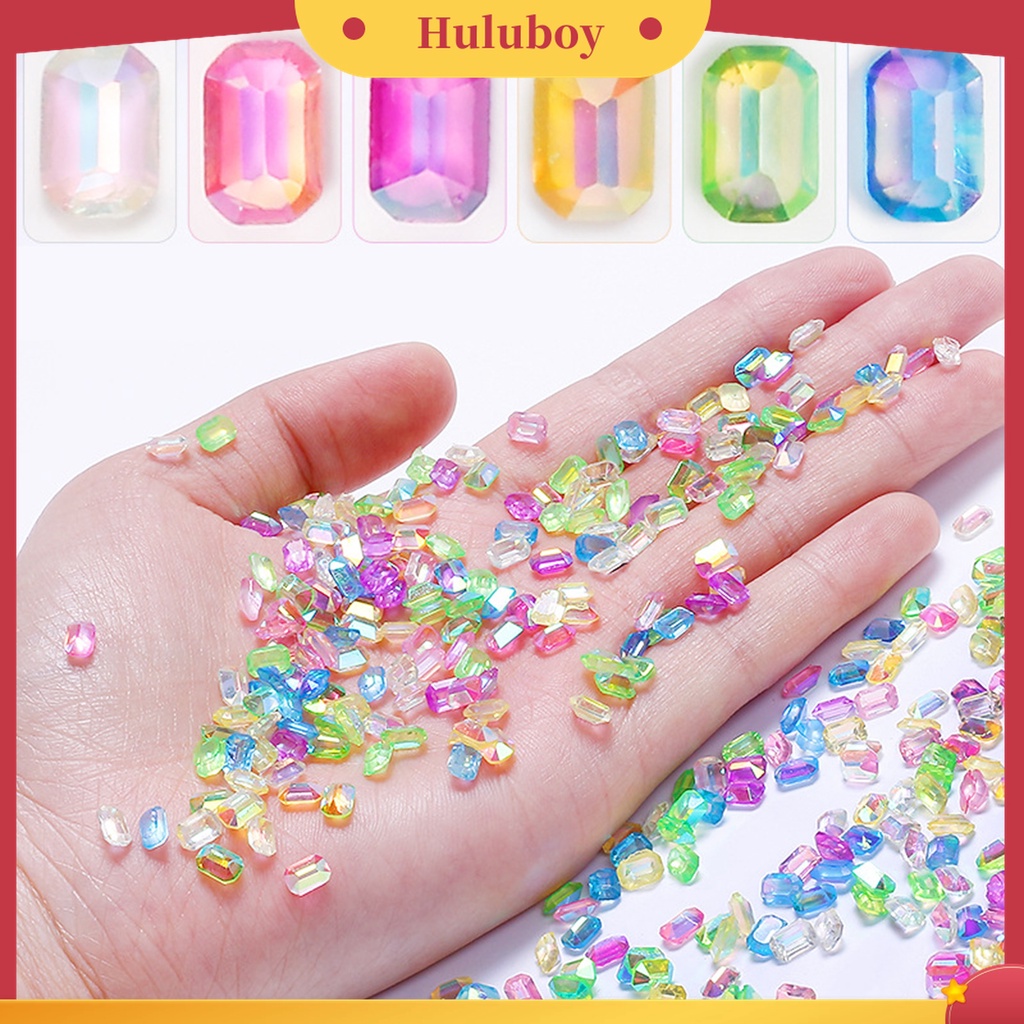 Huluboy Huluboy♡ 100 Pcs Berlian Imitasi Bentuk Persegi 3D Untuk Dekorasi Nail Art