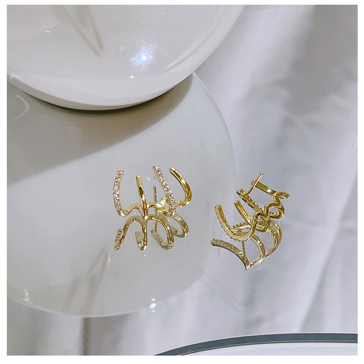 Anting Stud Tindik Warna Emas Gaya Korea Untuk Wanita