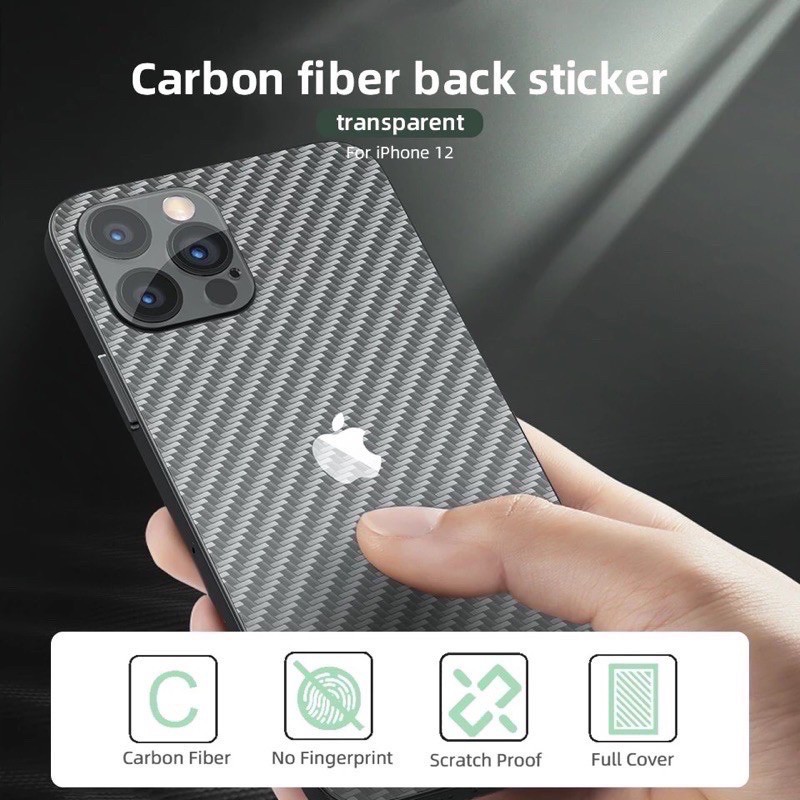 Skin Carbon iPhone 14 13 12 PRO MAX PLUS MINI antigores belakang Garskin Sticker