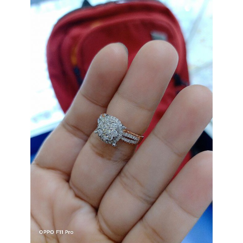 Cincin berlian eropa asli model lotus cantik kdfb
