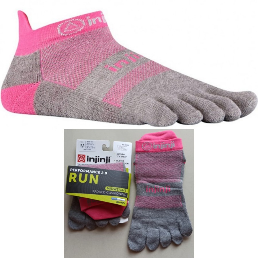 INJINJI PERFORMANCE - NO SHOW - SIZE M - kaos kaki anti blister - GREY PINK