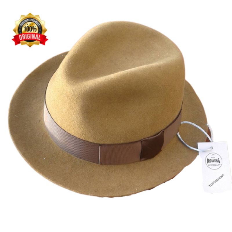 TERBARU TOPI LAKEN FEDORA CREAM BAHAN WOL IMPORT TOPI LAKEN ORIGINAL THE ROLLING