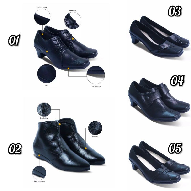 Aline Sepatu Pantofel Wanita Hitam Hak 3 Cm Cewek Sekolah Kantor Paskibraka Paskib Paskibra A01