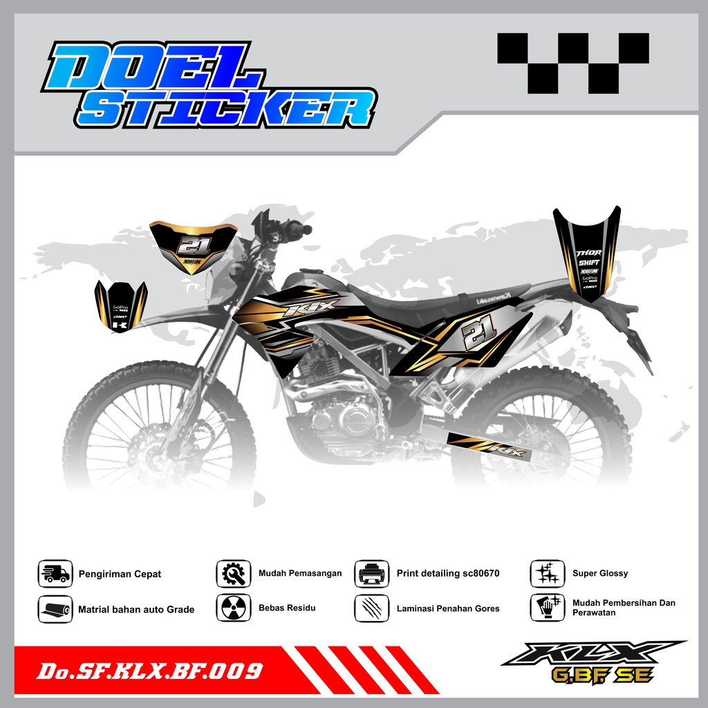 Sticker Striping Honda KLX 150 G , BF , SE Lama List Variasi Hologram , Crome Doel 009