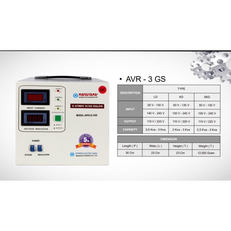 Stabilizer Listrik Stavolt Voltage Regulator MATSUYAMA 3000 Va