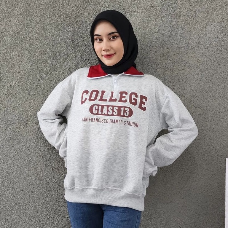 Public - Maroon College Collar Sweater - Collar Sweater Wanita