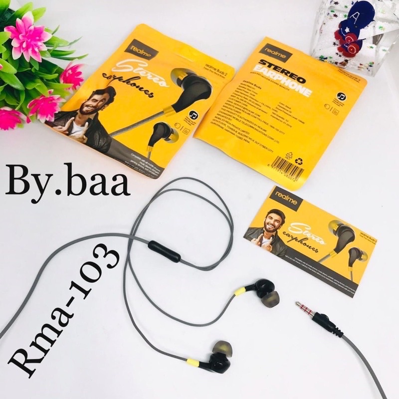 HANDSFREE/HEADSET/EARPHONE REALME BUDS 2 MODEL RMA-103 STEREO EARPHONE + MIC SUARA MANTUL