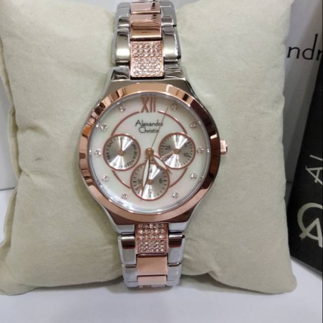 jam tangan wanita Alexandre Christie AC 2731 silver rose