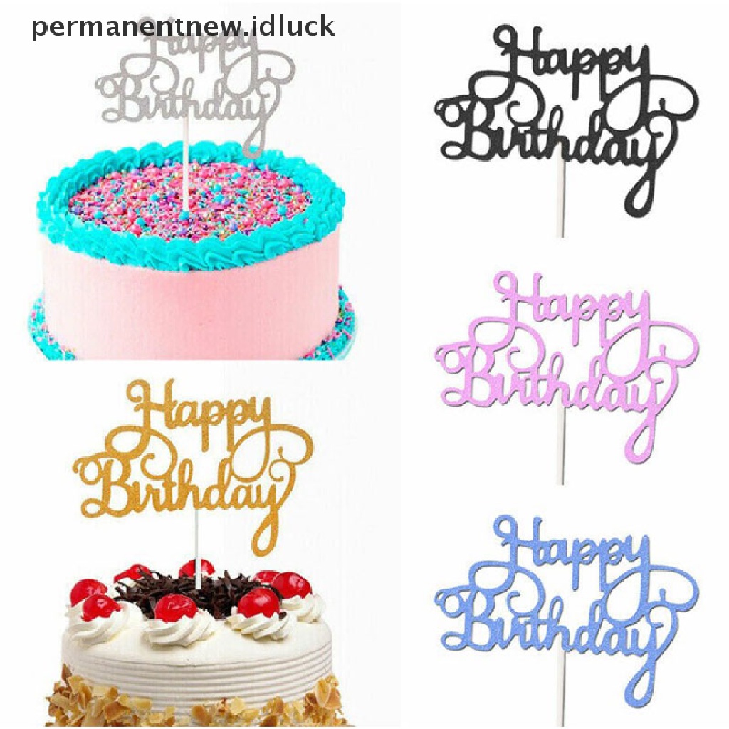 10 Pcs Topper Kue Bahan Kertas Glitter Untuk Dekorasi Pesta Ulang Tahun