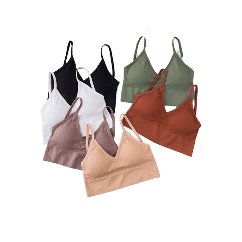 3SP | UW18 Bra Sport Push Up Gaya Korea Elastis Untuk Wanita Bra Bralette Push Up V-Neck Korea Tanpa Kawat