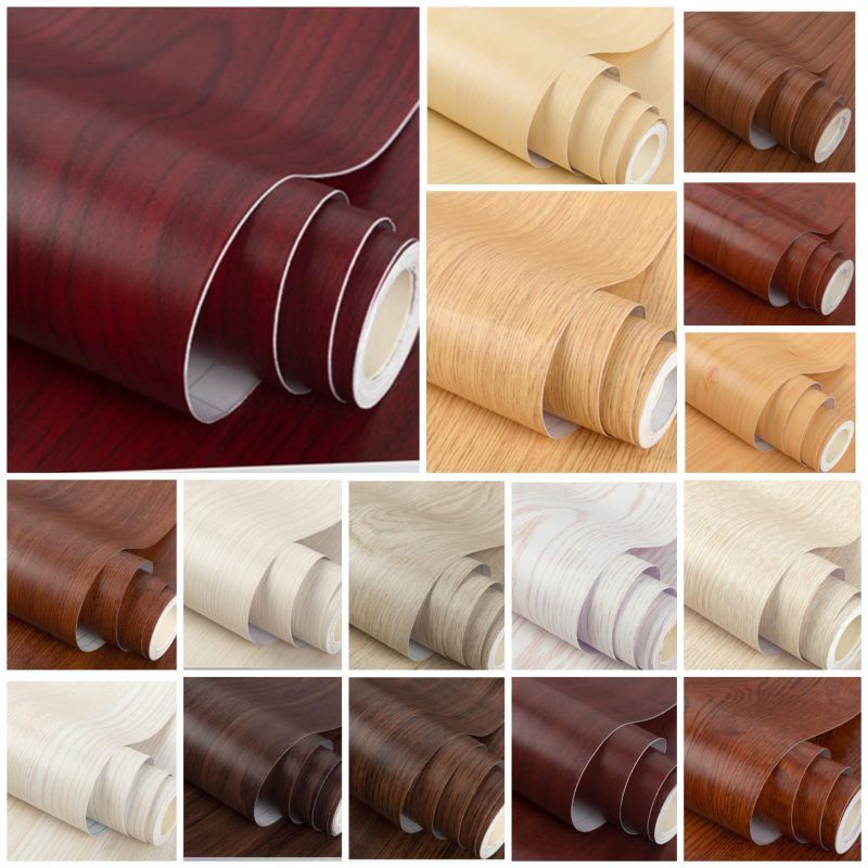 TERMURAH COD(BAYAR DITEMPAT)WALLPAPER DINDING STIKER DINDING KAYU COKLAT TUA COKLAT MUDA CREAM PUTIH