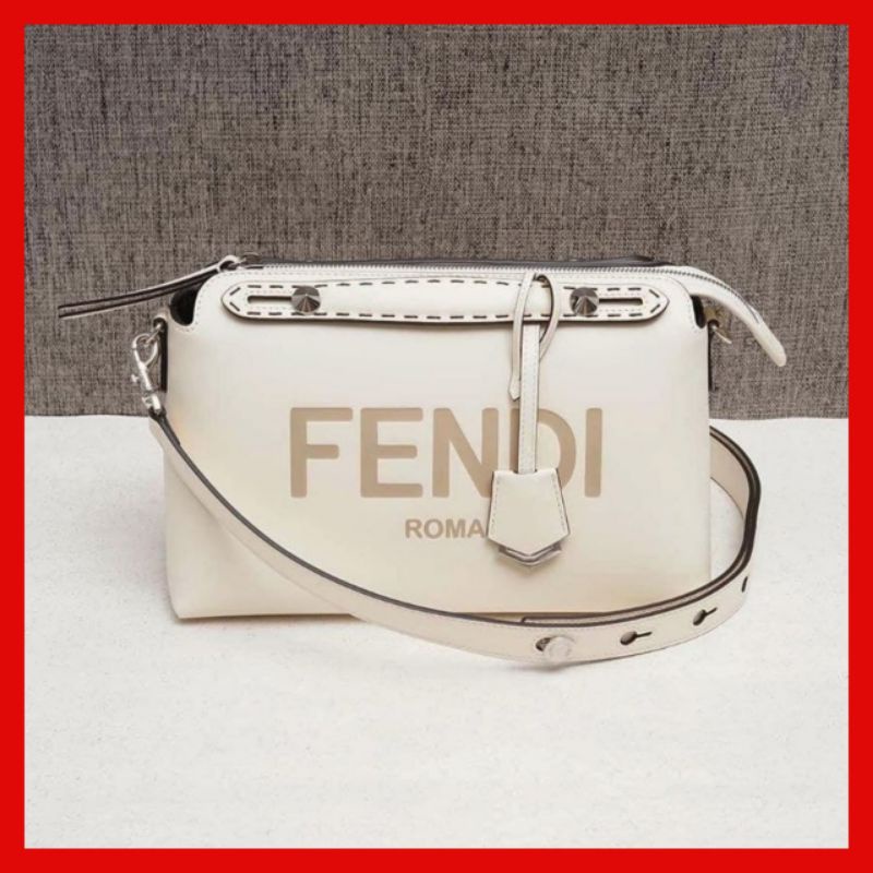 Jual Tas Wanita FENDI Small By The Way Color White with FENDI ROMA Stamped Motif. Branded Original