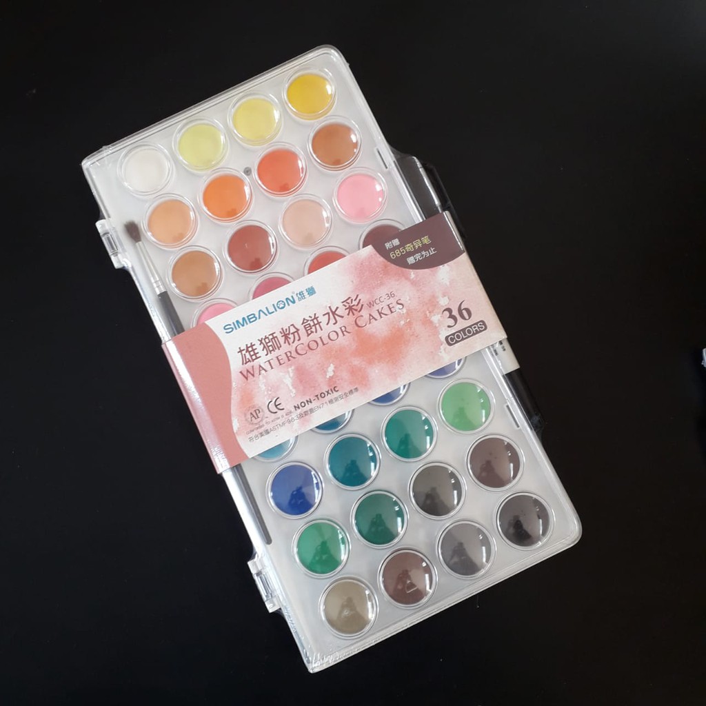 Simbalion Watercolor Cake 36 Colors FREE DRAWING PEN Simbalion Watercolor Cake 36 Colors FREE DRAWING PEN