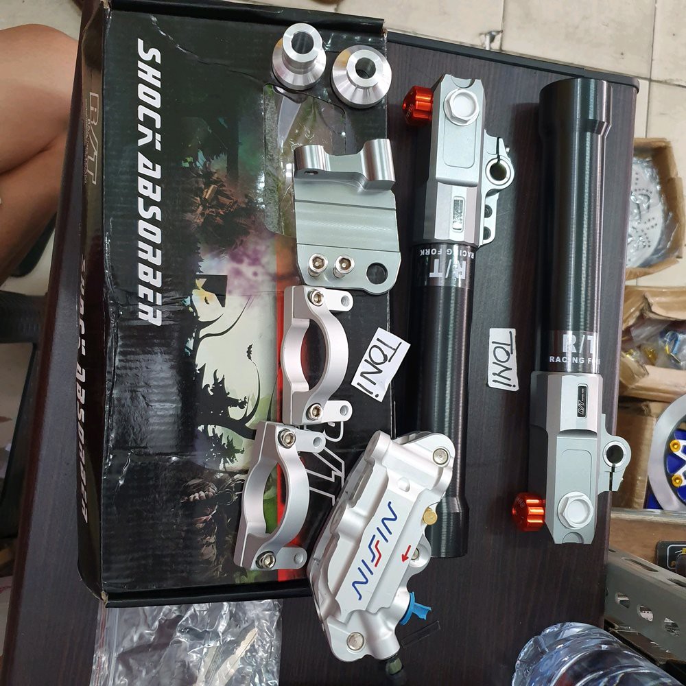 tabung shock depan PCX RT COPY ORI plus breket monoblok GEAR BOX CLEM SAPKBOR DAN KALIPER MONOBLOK