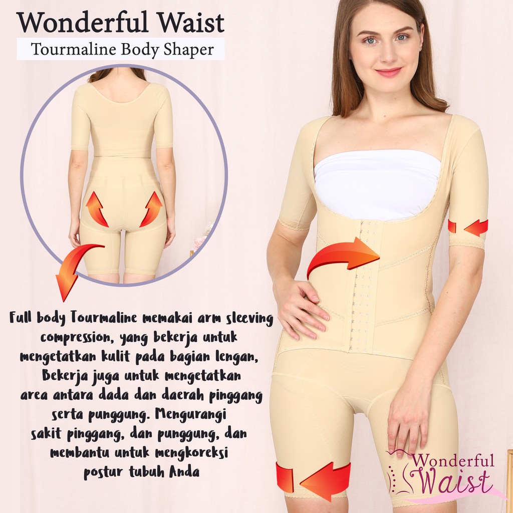 Tourmaline full body shaper / korset seluruh badan / pembentuk badan / pakaian pelangsing