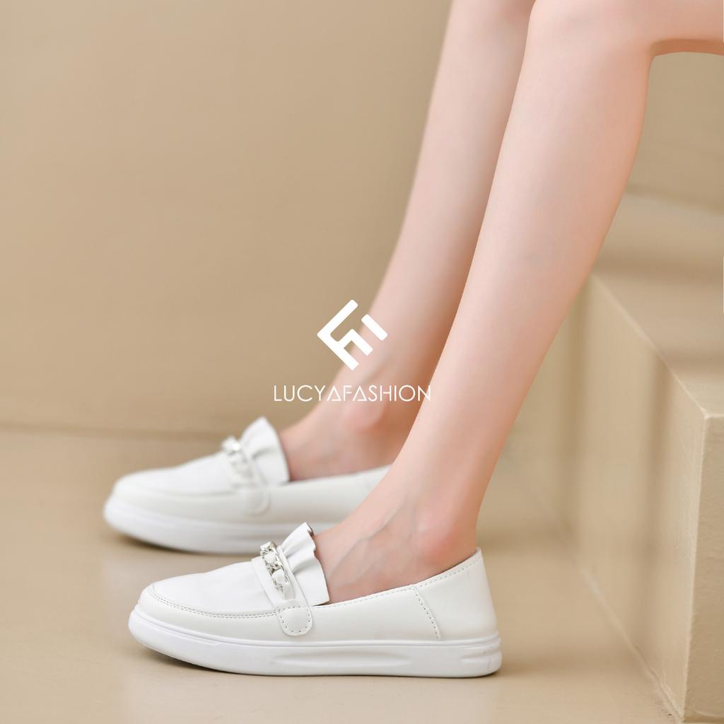 AGI21011 sepatu putih wanita murah sepatu sneakers wanita import sepatu slip on wanita cod jakarta