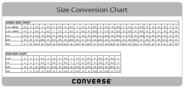 converse 70 size