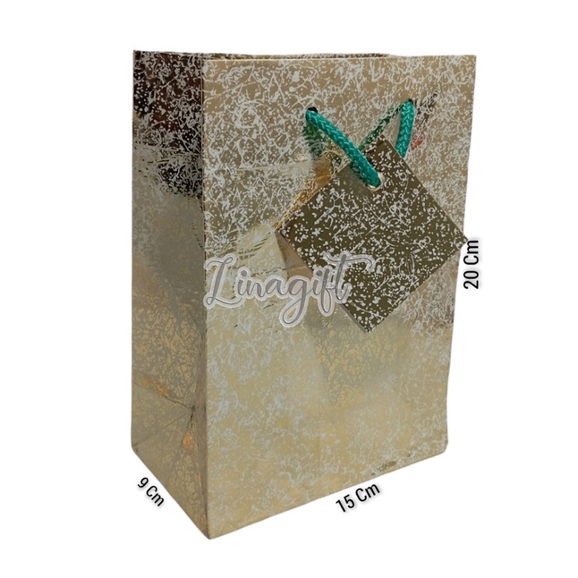 PAPERBAG METALIK - SHOPPING BAG PAPER BAG POLKADOT TAS KERTAS SOUVENIR GLITTER METALLIC EMAS SILVER GOLD GLOSSY HADIAH KADO NATAL XMAS