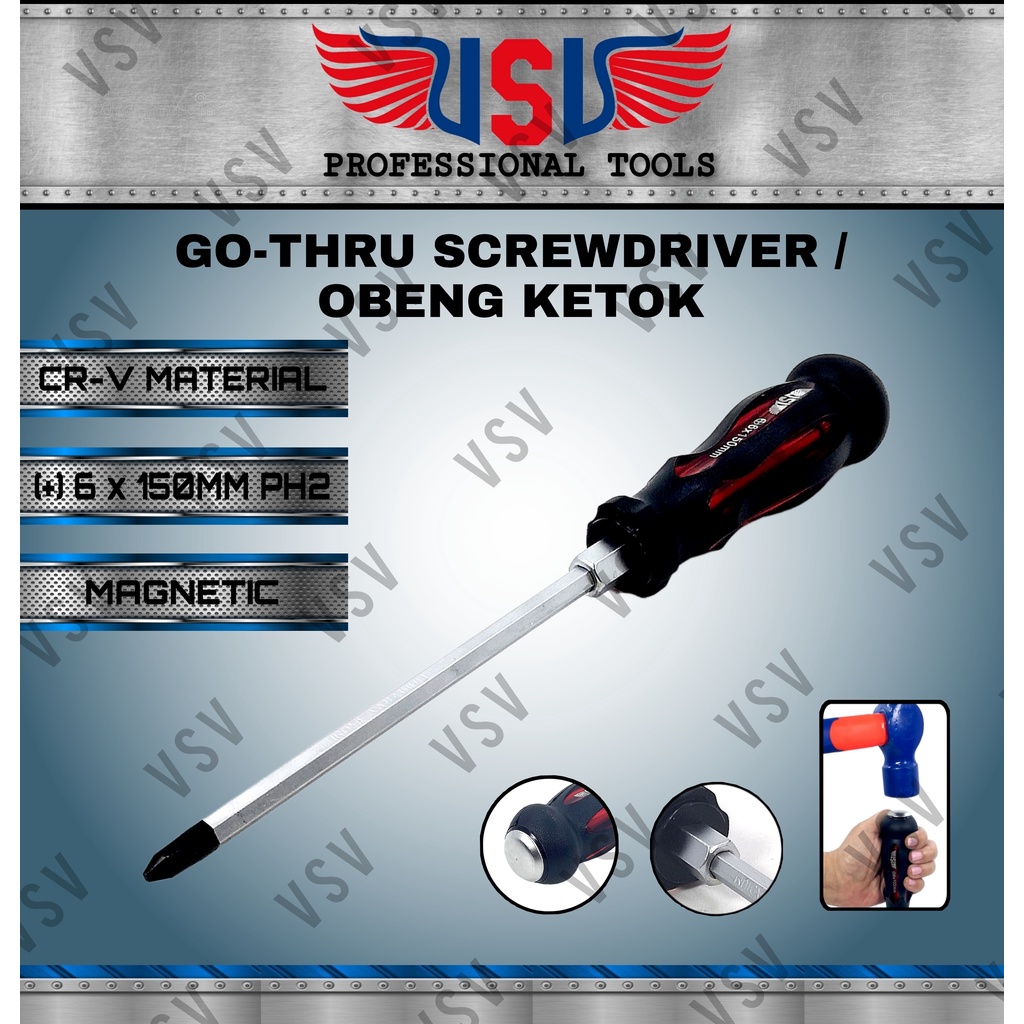 VSV Obeng tembus 6x150[+] / obeng getok / obeng ketok / impact screwdriver