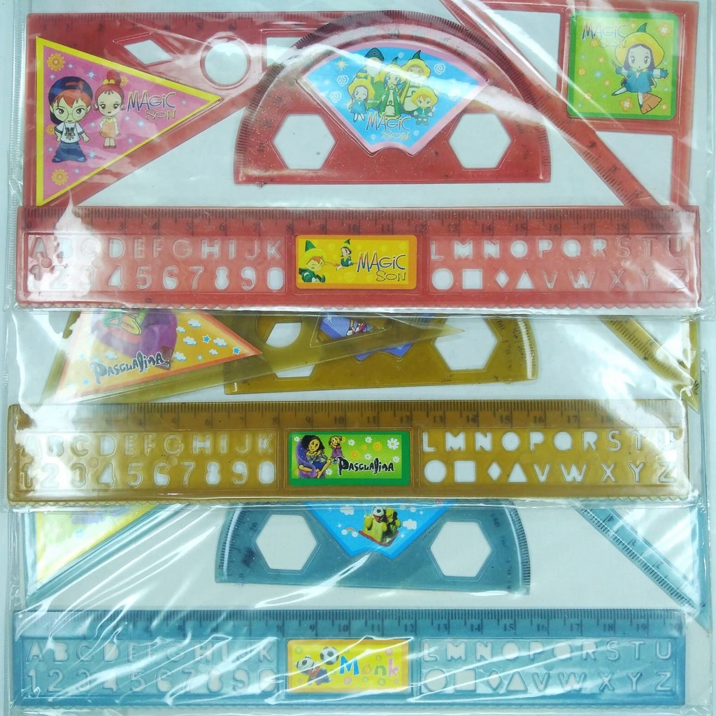 

penggaris set anak sablon huruf angka 20cm murah