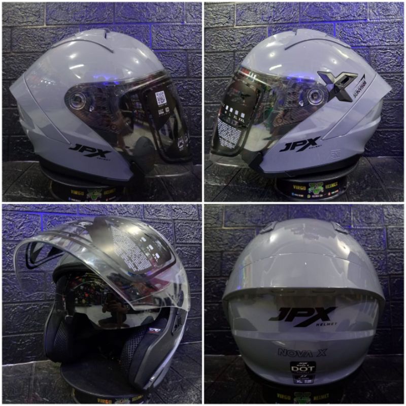 HELM JPX NOVA X SOLID DARK GREY GLOSSY  BLACK JPX NOVA ORIGINAL TERMURAH