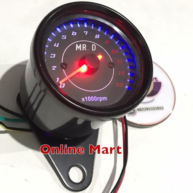 speedometer rpm bulat hitam spido