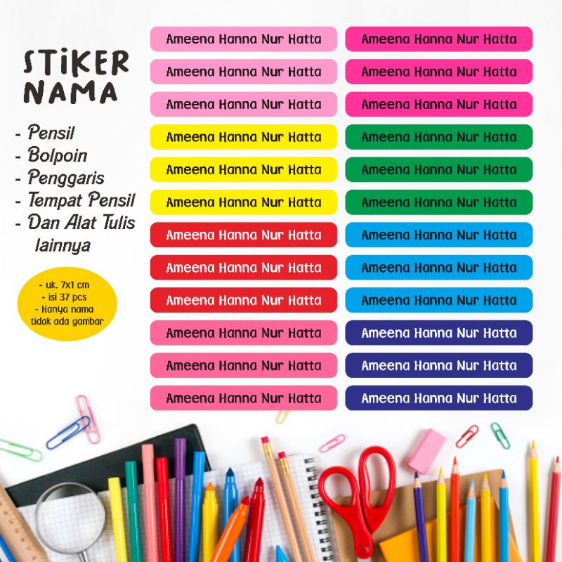 

STIKER LABEL NAMA STIKER PENSIL WATERPROOF