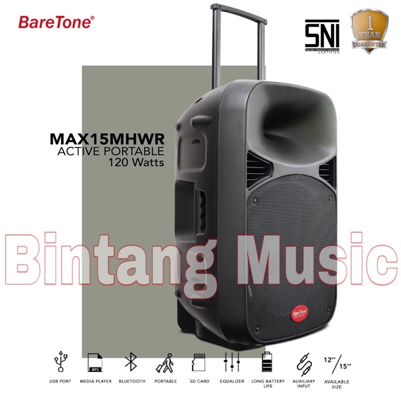 Speaker Baretone 15MHWR Original Portable 15inch 15 MHWR