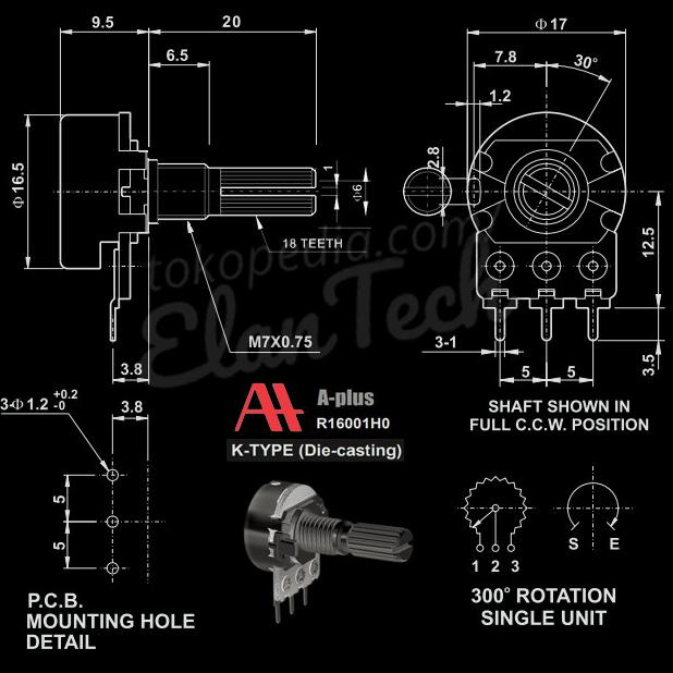 A1M Potensio A-Plus Aplus Mono Potensiometer A-1M A 1M elant33 dijamin