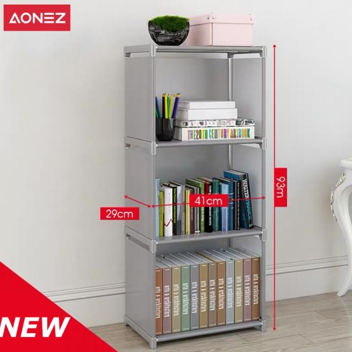 

AONEZ Rak buku 4 lapis, rak buku non-anyaman, rak buku murah