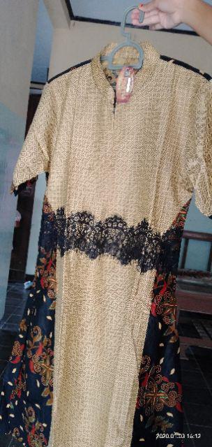 Couple Batik Wanita Dress Renda Anindya Katun Modern Motif Cewek Lolita Zipper Depan Premium