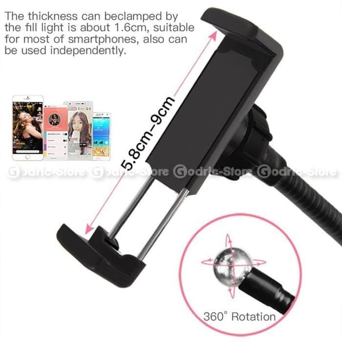 H-003 Holder U Smartphone Ringlight Ring light Tempat Hp Gooseneck 360