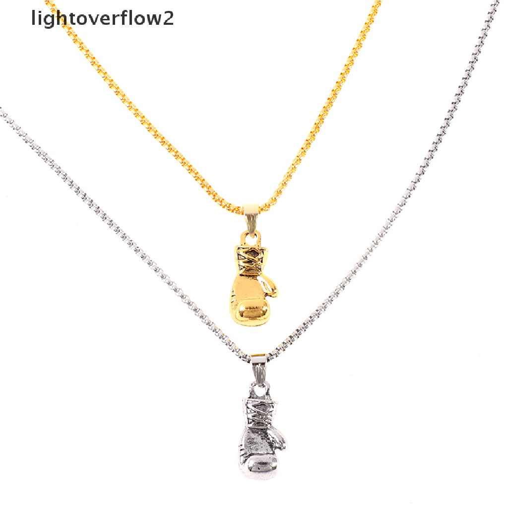 (lightoverflow2) Kalung Rantai Dengan Liontin Sarung Tangan Tinju Gaya Hip Hop Rock Untuk Pria