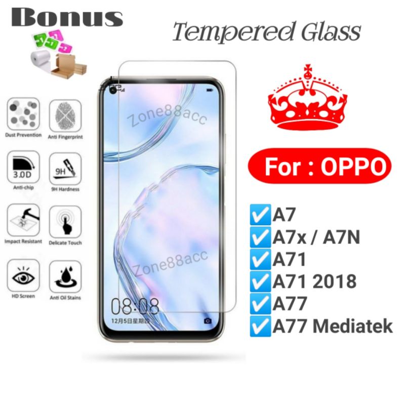 Antigores Tempered Glass Screen Guard protector Oppo A7 A7n A7x A71 A77 2018 n x mediatek TG Bening Antiblue Spy Blue light Full Garskin Lensa Lens Pelindung Layar 9D