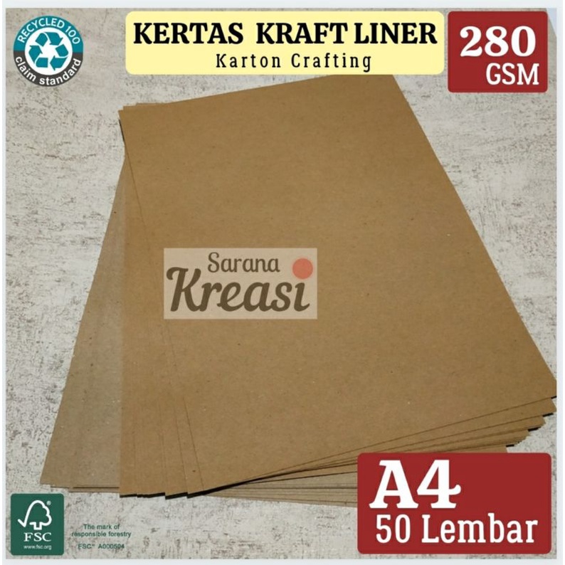 Kertas Samson Kraft 280g A4 (50 Lembar) / Kertas Karton Tebal Crafting Brown Crafting Paper DIY