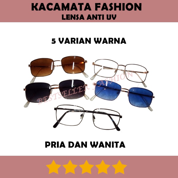 Bayar di Tempat Kacamata Fashion Besi Frame Kacamata Pria Anti UV Korean Style Frame Kacamata Wanita Square Eyeglasses NOCASE